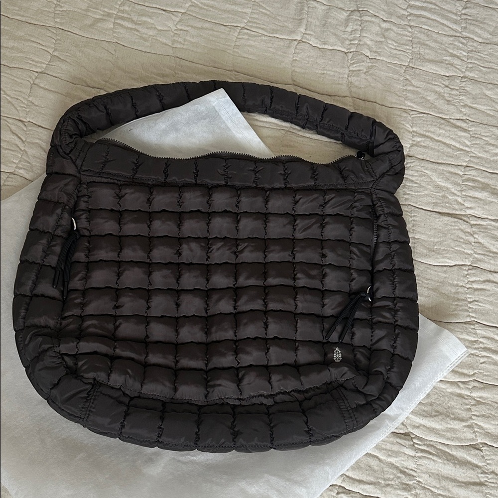 Free People Quilted Carryall Tote Bag in Chocolate Brown